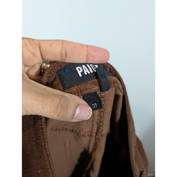 Paige Women Brown Corduroy High Rise Straight Leg Pants 31 English Countryside - Picture 7 of 10